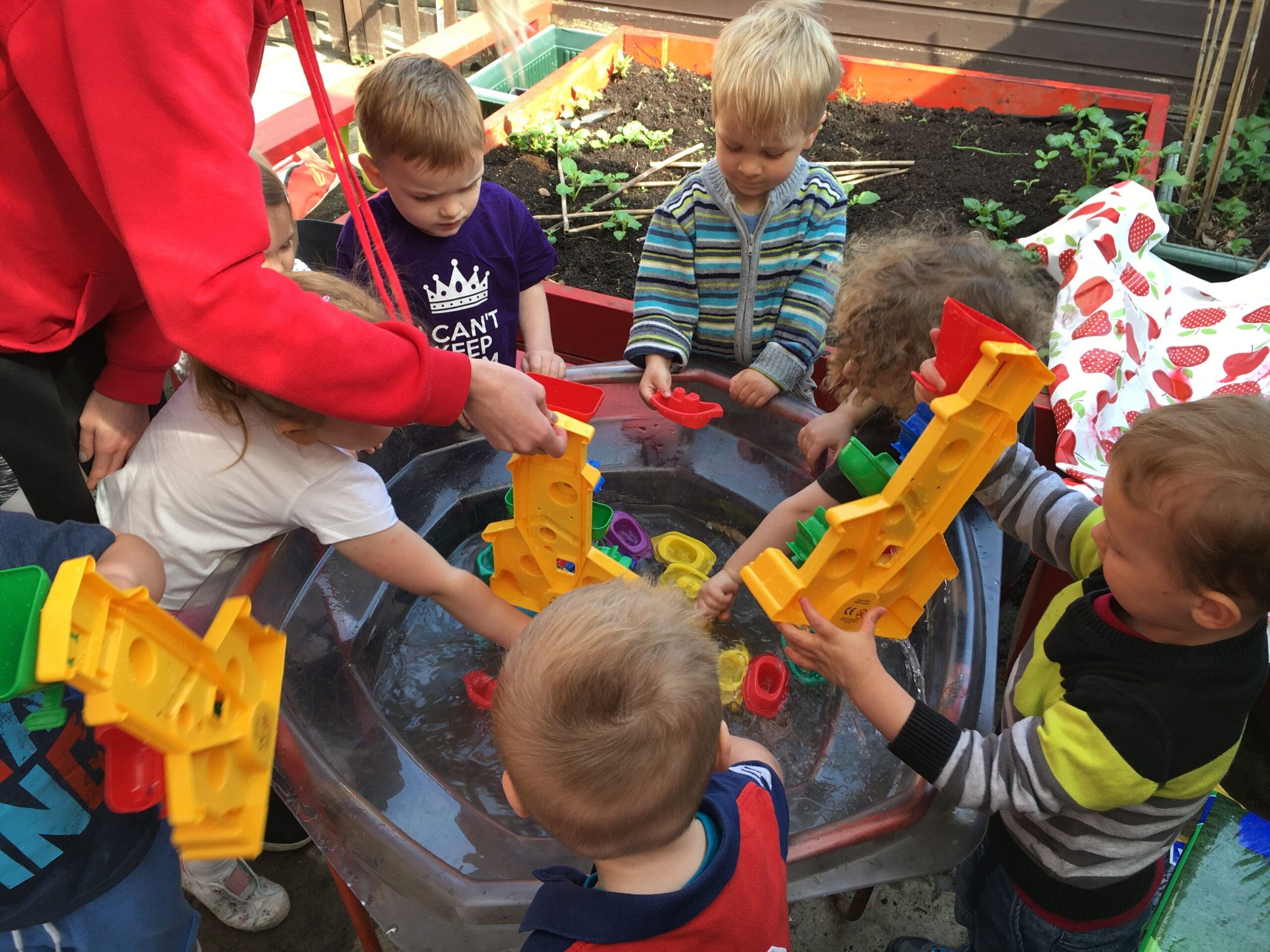 waterplay at nursery in flamstead