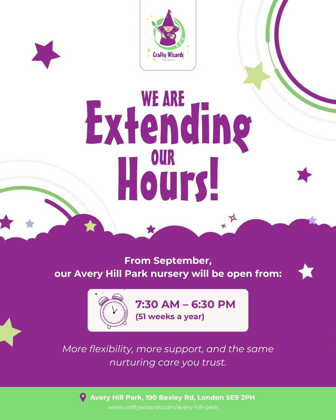 Opening Hour Changes [1034] Crafty Wizards - Avery Hill Park