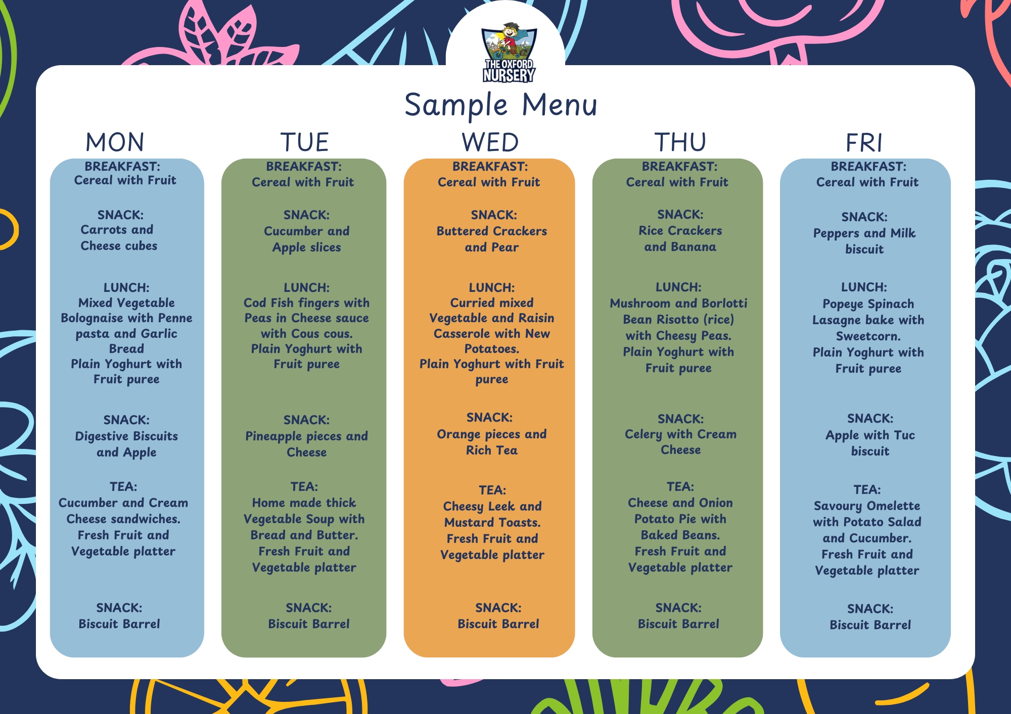 the oxford sample menu 2025
