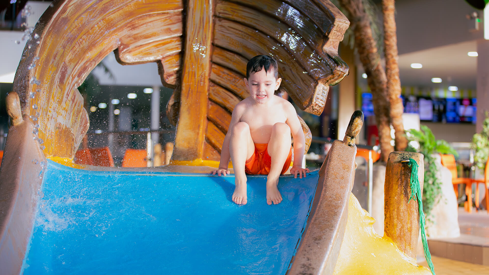 Toddler on Boat Slide